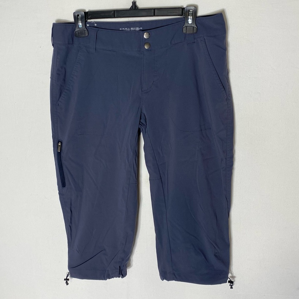 Columbia Omni Shield Advanced Repellency Navy Blue Grey Capris 10 Gorpcore